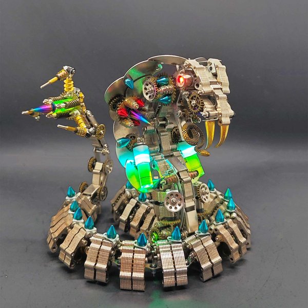 KonHaovF 3D Metal Puzzles for Adults Mechanical King Cobra Models Metal with Light, Colorful 3D Metal Model Kits to Build with Tool, DIY Assembly Model Kit Desktop Toys Gifts for Adults Boys