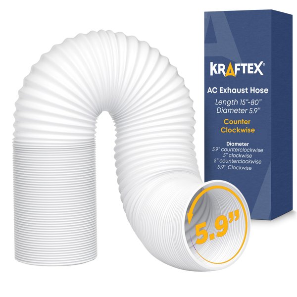 Portable Air Conditioner Hose - AC Hose with 5.9" Diameter, Anti-Clockwise Thread, Length up to 80" - Exhaust Hose for Portable Air Conditioner Vent Compatible with Delonghi & LG Air Conditioner Parts