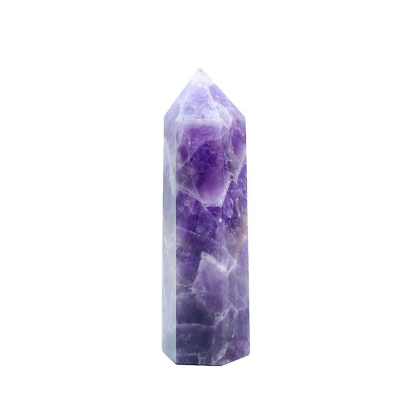 Runyangshi Dream Amethyst Natural Healing Crystal Wands Height 2.8"-3.1", 6 Faceted Prism Wand Reiki Chakra Stone, Natural Quartz