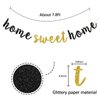 Black Glitter Home Sweet Home Banner - Welcome Back Sign Supplies - Welcome Home Bunting Housewarming Military Family Party Decorations