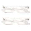 2 Pairs Casual Fashion Rectangular Reading Glasses - Stylish Simple Readers Magnification (Clear, 2.00)