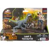 Mattel Jurassic World Camp Cretaceous Human & Dino Action Figure Pack with Sammy & Velociraptor Figures, Plus 2 Compys Smaller Dinosaurs, Collectible Toy Set