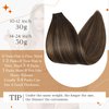 Full Shine Tape in Hair Extensions Rooted Tape in Extensions Real Human Hair 18 Inch Glue in Hair Extensions Ombre Balayage Brown Seamless Hair Extensions 20 Pcs Color 2/8/2 50 Gram