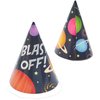 BLUE PANDA Blast Off Outer Space Birthday Party Hats (24 Pack) Black