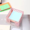 Office Memo Holders Notepad Holder 3.5 x 3.5Inch Memo Pad Cube Dispenser Acrylic Base Pink Metal Mesh Sticky Note Holder for Desk Home Office Supplies…