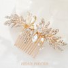 Foyte Crystal Bride Wedding Hair Comb Leaf Bridal Headpieces Rhinestone Hair Pieces Pearl Bridesmaid Side Combs Hair Accessories for Women (rhinestone)