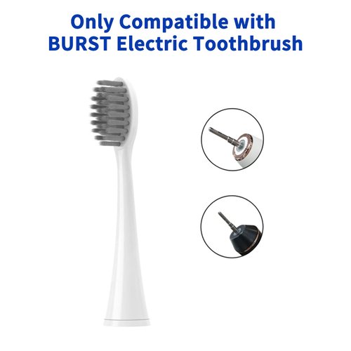 10 Pack Replacement Toothbrush Head Compatible with Burst Electric Toothbrush, YMPBO Toothbrush Heads for Burst Sonic Toothbrush, Deep Cleaning Bristle Design, White