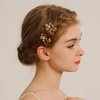 2PCS Gold Small Side Hair Combs for Women Wedding Decorative, Retro Pearl Metal Hair Comb Clips Crystal Bridal Hair Piece Pins for Wedding Accessories