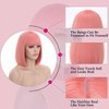 Rosa Star Short Bob Wig with Bangs Straight Synthetic Hair Wigs for Women (Ash Pink)