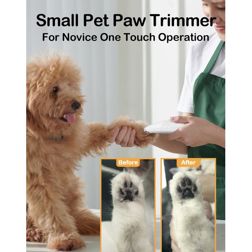 LEYOUFU Dog Paw Trimmer for Grooming, Cordless Electric Small Pet Grooming Clippers Hair Trimmer for Dogs Cats, Low Noise for Trimming Pet's Hair Around Paws, Eyes, Ears, Face, Rump (White)