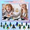 84 Pcs Kids Rocket Scratch Cards Space Theme Party Scratch Crafts Rocket Rainbow Scratch Card with Wooden Stylus and Ribbons for DIY Crafts Classroom Activities Party Favors, 12 Styles
