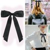 Fodofodo Hair Bows for Women,Bow Hair Clips,Satin Hair Ribbon Bow,Tassel Ribbon Bowknot With Long Tail,Ponytail Holder,Metal Clips Hair Bow Accessories for Women Girls (Black)