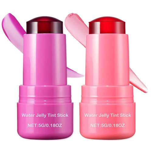 Cooling Water Jelly Tint/Blush, Chill Splash (Berry+Red) Multi-Use Cheek and Lip Gloss Makeup,Creates A Moist Watercolor Effect-1,000+ Swipes Per Stick Vivid Color