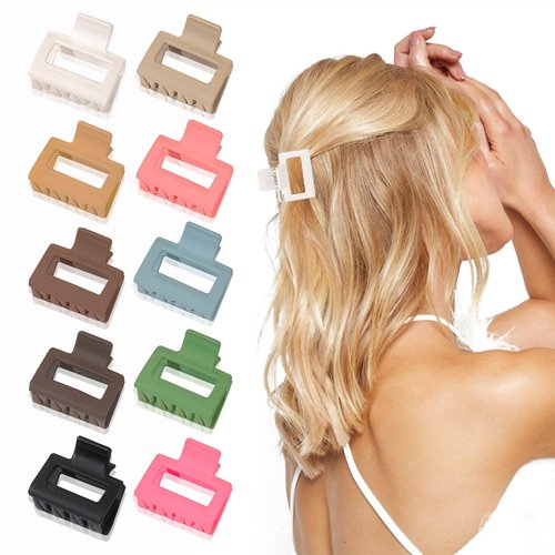 UVANKAUP Small Claw Clips for Thin Hair - 1.6" Medium Hair Claw Clips for Women Girls | Matte Rectangle Small Hair Clips | Non-slip Small Claw Hair Clips | Hair Jaw Clips with Gift Box, 10 Pack