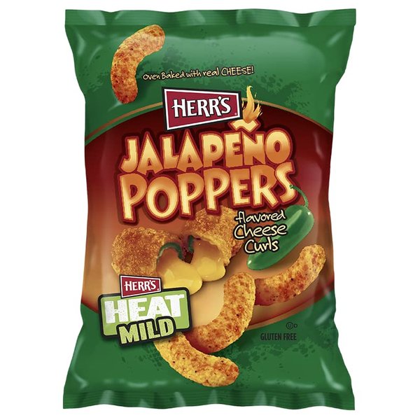 Herr's -JALAPENO POPPER CHEESE CURLS, Pack of 9 bags