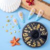 Pndeyo Ocean Nail Charms Nail Art Stickers 2 Disc, Beach Starfish Sea Seashell Nail Charms Decals, Gold Metal 3D Nail Gems Decals for Manicure DIY Nail Embellishments 12 Style