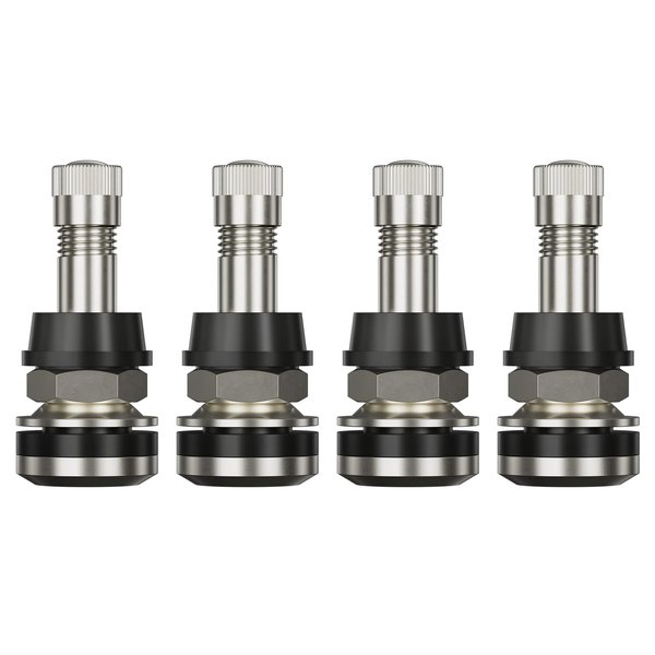 CKAuto 4 Pieces TR416 Metal Valve Stems Outer Mount Fits .453" & .625" Rim Holes Long 1 1/2", Silver