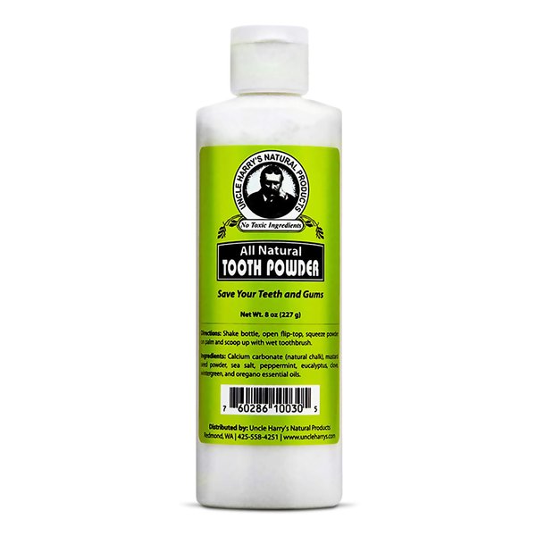 Uncle Harry's Remineralizing Tooth Powder | All Natural Enamel Support & Whitening Toothpaste for Sensitive Teeth | Powder Toothpaste for Gum Health & Fresh Breath (8 oz)