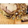 ALILANG Gold Tone Topaz Rhinestones Victorian Lady Cameo Maiden Prom Hair Comb