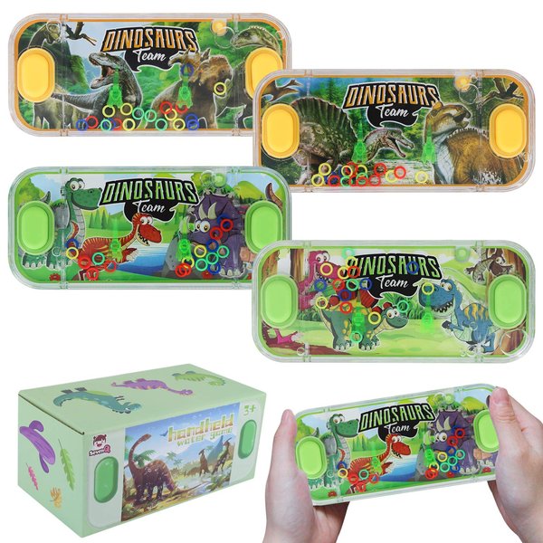 SevenQ Handheld Water Games, 4 Packs Dinosaur Theme Water Toss Ring Game Aqua Toy Water Ring Game for Kids Stocking Stuffers