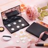 2 Pcs Makeup Plastic Magnetic Palette Magnetic Eyeshadow Palette Empty Cream Blush Palette with Mirror and 30 Round Adhesive Metal Stickers for Eyeshadow Lipstick Blush Powder Foundation, Black