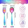 6 Pieces Toddler Utensils Kids Rainbow Silverware Stainless Steel Toddler Forks and Spoons Set, Metal Childrens Safe Flatware Child Cutlery Set, Dishwasher Safe