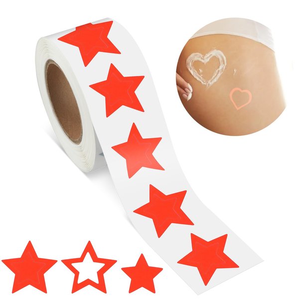 AHQiZFX Roll of 500 Pieces Tanning Stickers, 1 inch Red Self Adhesive Body Stickers Suntan Stickers Sunbathing Stickers for Adults Children for Tanning Beds Tanning Salon Supplies (Star Shape)