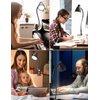 BOHON Desk Lamp 3 Color Modes 10 Brightness Dimmer Reading Light 10W 38 LED Clamp Lamp with Auto Off Timer 360° Flexible Gooseneck Clip on Light for Bed Bedside, AC Adapter Include