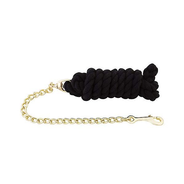 Basic Cotton Lead Rope w/Stud Chain Black