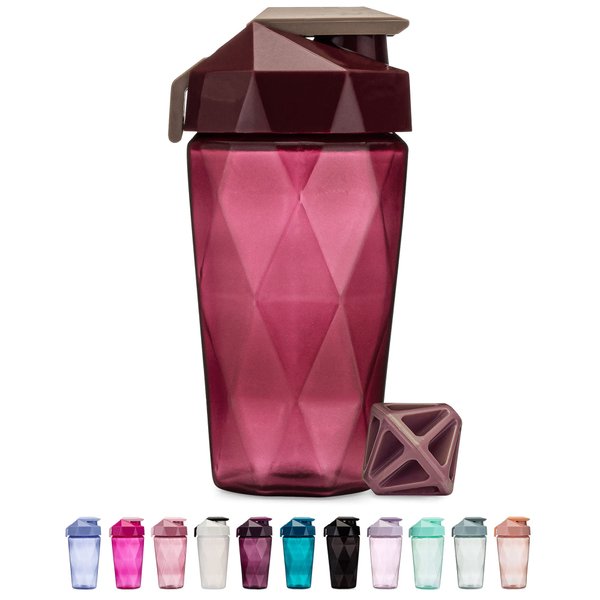 Keelo Bottle Classic 20oz Blender Shaker Bottle | Protein Shaker Bottle with Diamond Agitator | Shaker Cup with Carrying Handle and Dishwasher Safe | Maroon - 20-Ounces