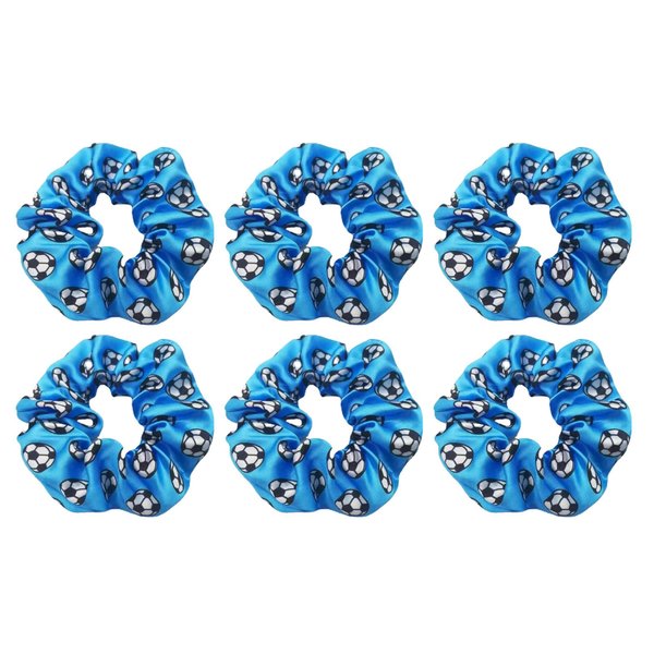 6 Pack Silky Smoothly Soccer Hair Scrunchies Sparkly Football Hair Ties Hair Eleastic Bands Scrunchy Ropes Ponytail Holders Wrist for Girls Soccer Teams School,Dance,Games ,Tournaments and Party favor