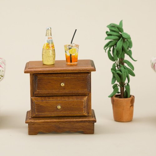 Mllxon Miniature Dollhouse Bedside Table Bedside Cabinet Drawer Cabinet,Doll House Bedroom Furniture Accessories