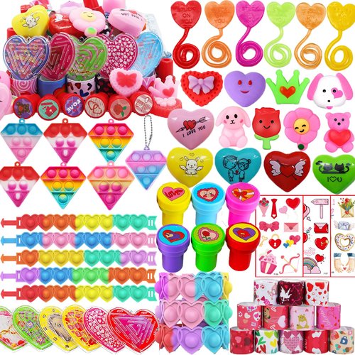 Taulaap 64 PCS Valentines Day Party Favors for Kids Boy Girl, Treasure Box Toys, Pinata Filler Goodie Bag Stuffers, School Classroom Rewards, Treasure Chest Prizes, Classroom Exchange Gifts Prizes