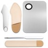 3 Pcs Makeup Foundation Spatula Spoon Tool Set, Make Up Mixing Palette Tray, Stainless Steel Skin Care Spatula, Cosmetic Scoop Scraper for Skincare Face Eye Cream (Silver)