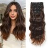 PURSHINE Clip in Hair Extensions 4PCS 22Inch Reddish Brown Long Wavy Curly Clip in Extensions for Women Invisible Seamless Natural Clip in Extensions Hairpieces
