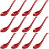 12 Pieces Asian Soup Spoons Hook Soba Noodle Soup Spoons Chinese Won Ton Soup Spoon Asian Red and Black for Home and Kitchen