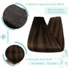 [For Wedding] YoungSee Wire Real Hair Extensions Brown Balayage Wire Couture Hair Extensions Human Hair Balayage Darkest Brown with Medium Brown Hair Wire Extensions Quick and Easy to Install 80G 16In
