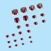 Red Press on Toenails French Tip Fake Toenail Rhinestone False Nail for Toe Red Glossy Full Cover Toe Nails Bling Artificial Toenails Acrylic Foot Nail Tips for Women and Girls 24Pcs Toenails Decor