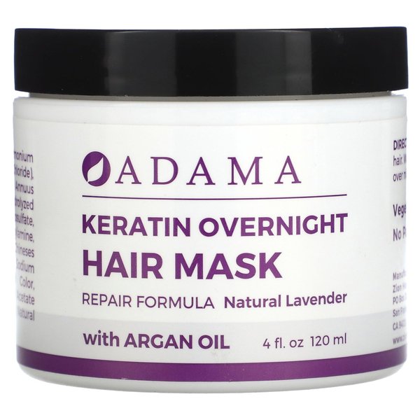 Zion Health Adama, Keratin Overnight Hair Mask, Natural Lavender, 4 fl oz (120 ml)