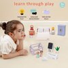 PairPear Wooden Dollhouse Furniture Set,56 Pieces Doll Furnitures with 5 Room Kits Play Fingers,Doll House Miniature Furniture Pretend Play Toys Gift for Toddler Boys and Girls 3Y+
