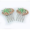 Janefashions 2Pcs Star Green Austrian Rhinestone Cystal Hair Side Combs Barrette Clip B131g