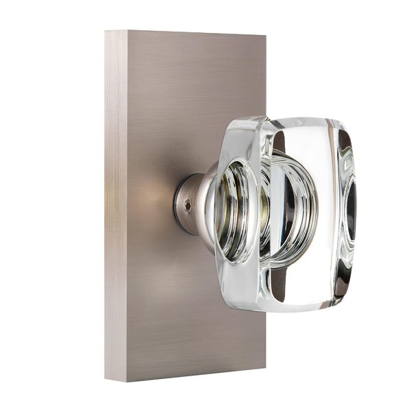 HIEMEY Passage Glass Door Knobs Interior, Crystal Door Knobs for Hall and Closet, Brushed Nickel, BS-013