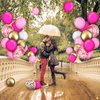 Gejoy 129 Pcs Pink Birthday Garland Arch Kit Confetti Latex Balloons with 2 Rolls Tape Valentines Decorations Party Balloons Wedding Baby Shower Decor(Pink, White, Rose Red, Metallic Gold)