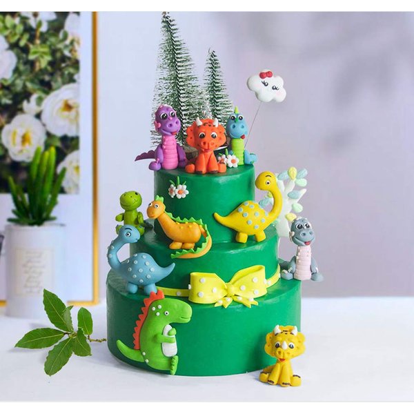 Goo Party 19pcs Dinosaur Theme Party Cake Toppers Kit Dinosaur Jungle Safari Birthday Party Decor Boy Dinosaur Cake Decor