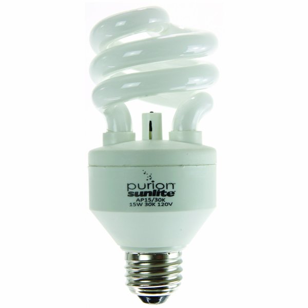 Sunlite AP15/65K Purion CFL T3 Spiral Light Bulb, 15 Watts (60W Equivalent), 900 Lumens Built-in Air Purifying Technology, Medium Base (E26), UL Listed, 1 Pack, 65K - Daylight