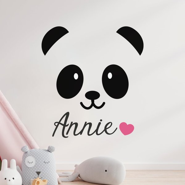 Personalized Cute Panda Wall Decals | Panda Decorations for Kids | Room Decorations for Boy & Girl | Nursery Wall Decor | Panda Party Decorations | Multiple Customization Options (Wide 18"x20" Height)