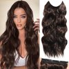 SilkStrands Invisible Wire Hair Extensions with Adjustable 4 Secure Clips 20 Inch Halo Hair Extensions on Soft Transparent Lace Choclate Brown Hair Extensions Long Wavy Hair Extensions for Women