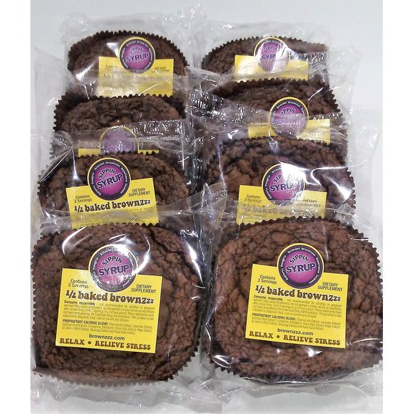 1/2 Baked Brownzzz - Relax and Relieve Stress - Qty. of 8 in Box - Dietary Supplement with Chamomile, Lavender, Valerian, St. John's Wort and More (8)