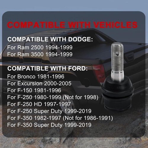 GPMMWPG K80026 Front Upper Ball Joint Compatible with Dodge Ram 2500 3500 1994-1999, Suspension Ball Joint for Ford F-150 1981-1996, for F-250 for F-350 Super Duty 1999-2019, for Excursion 2000-2005