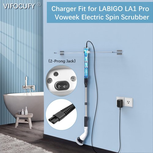 VIFOCUFY Power Cord for Voweek Brush VWS211 Charger Power Supply for LABIGO LA1 Pro LA3 Pro Electric Spin Scrubber Brush Charger Repacement with UL Listed for Voweek SP02(2 Prong Only)